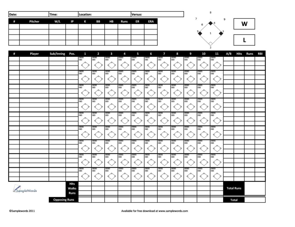 Free Printable Baseball Score Sheet