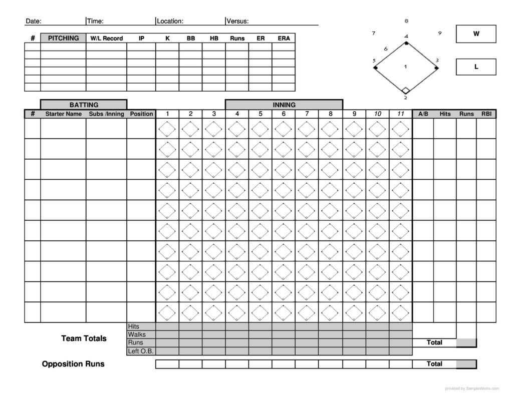 Free Baseball Score Sheet Printable