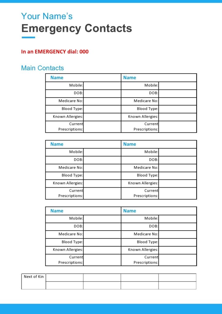 30 Printable Emergency Contact Forms 100 Free 