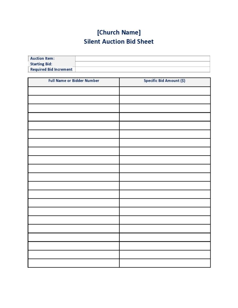 30 Silent Auction Bid Sheet Templates Free TemplateArchive