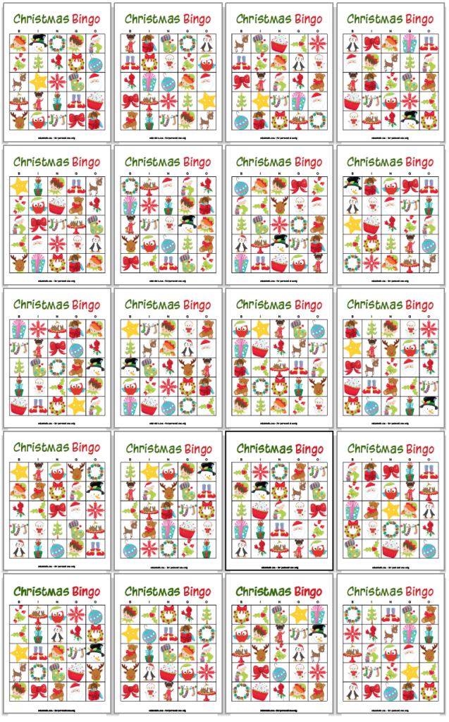 Free Printable Christmas Bingo Cards With Numbers