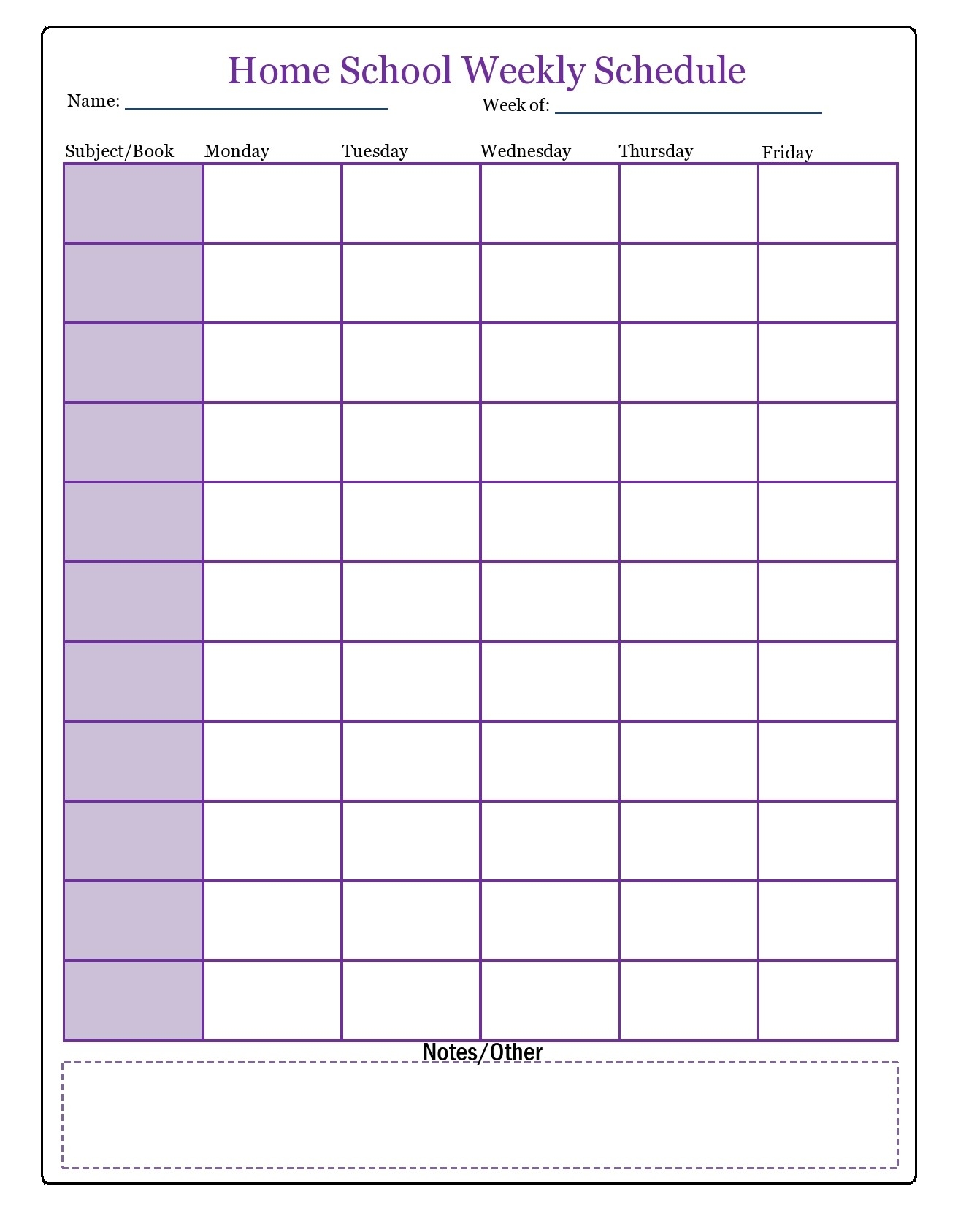 Daily Homeschool Schedule Printable