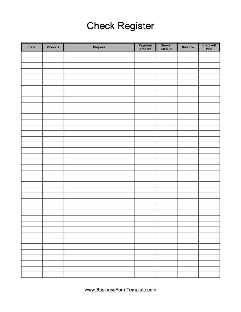 Check Register Free Printable