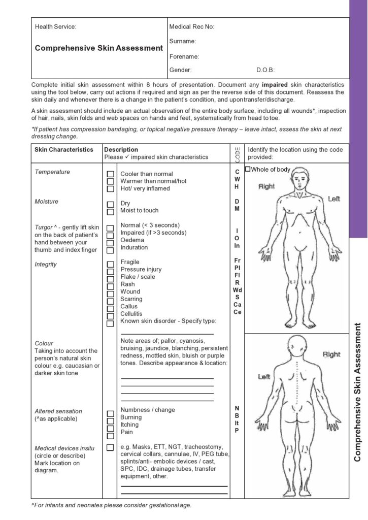 Free Printable Skin Assessment Forms