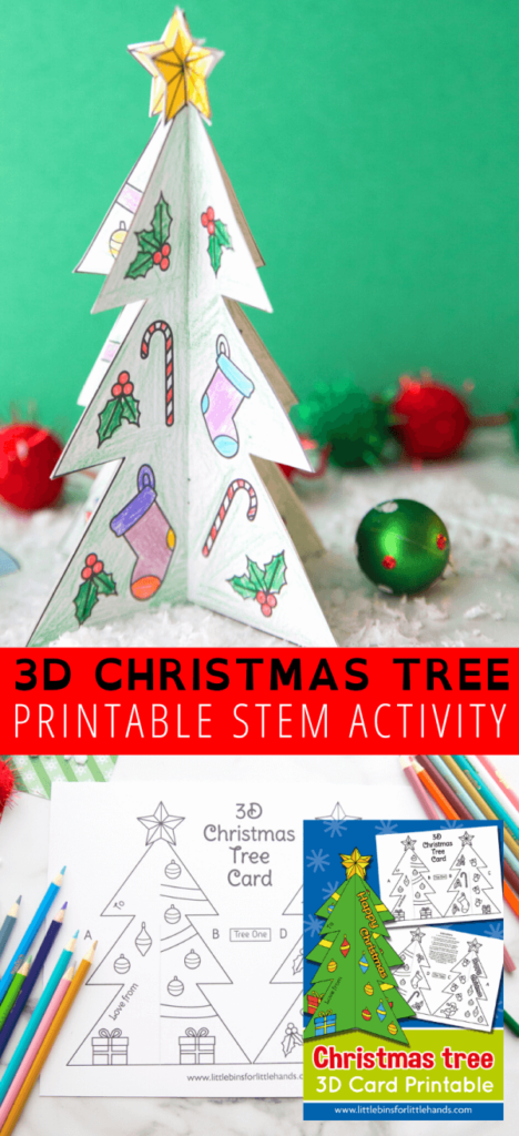 3D Christmas Tree Template Little Bins For Little Hands