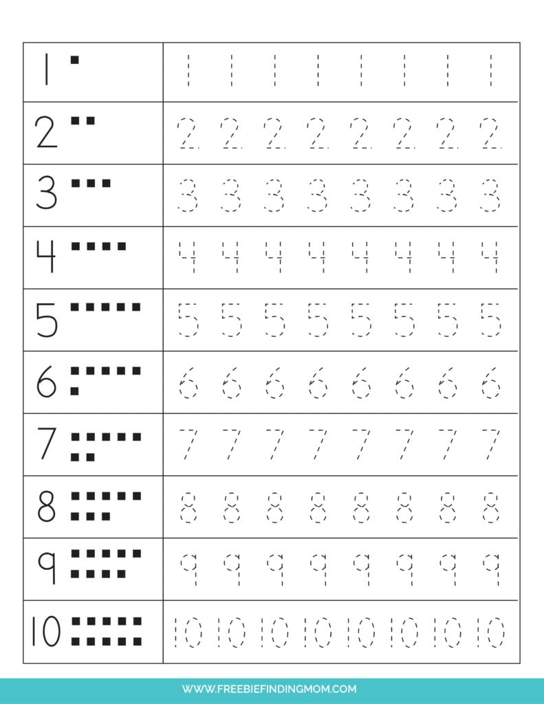 4 Free Number Tracing Worksheets 1 20 PDF Downloads Freebie Finding Mom