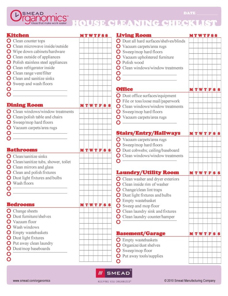 40 Printable House Cleaning Checklist Templates TemplateLab House Cleaning Checklist Cleaning Checklist Template Deep Cleaning Checklist