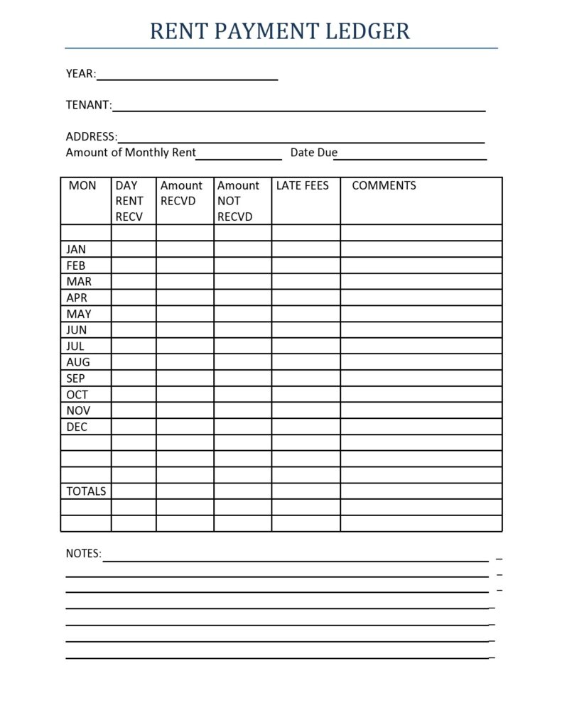 40 Printable Rental Ledger Templates Lease Ledger 