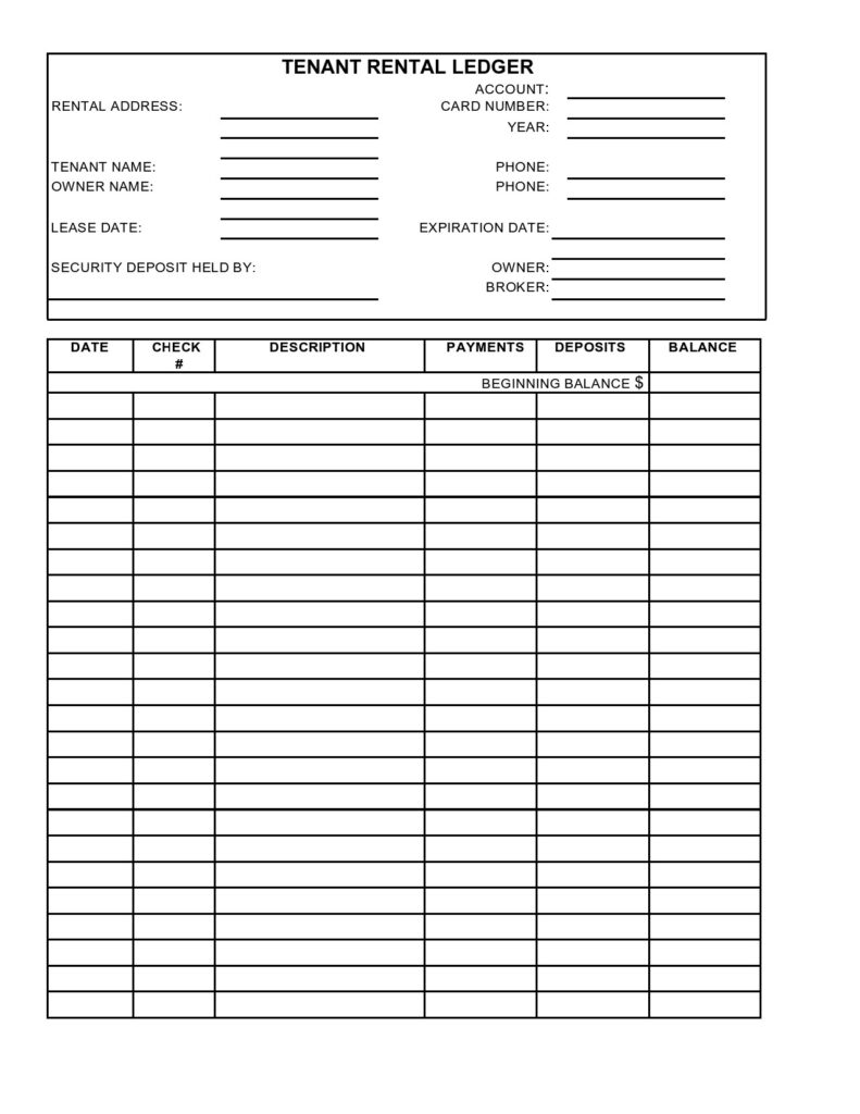 Free Printable Rental Ledger - Free Printable Templates