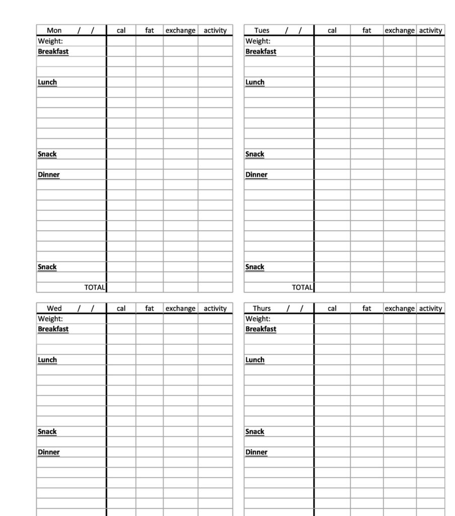 40 Simple Food Diary Templates Food Log Examples