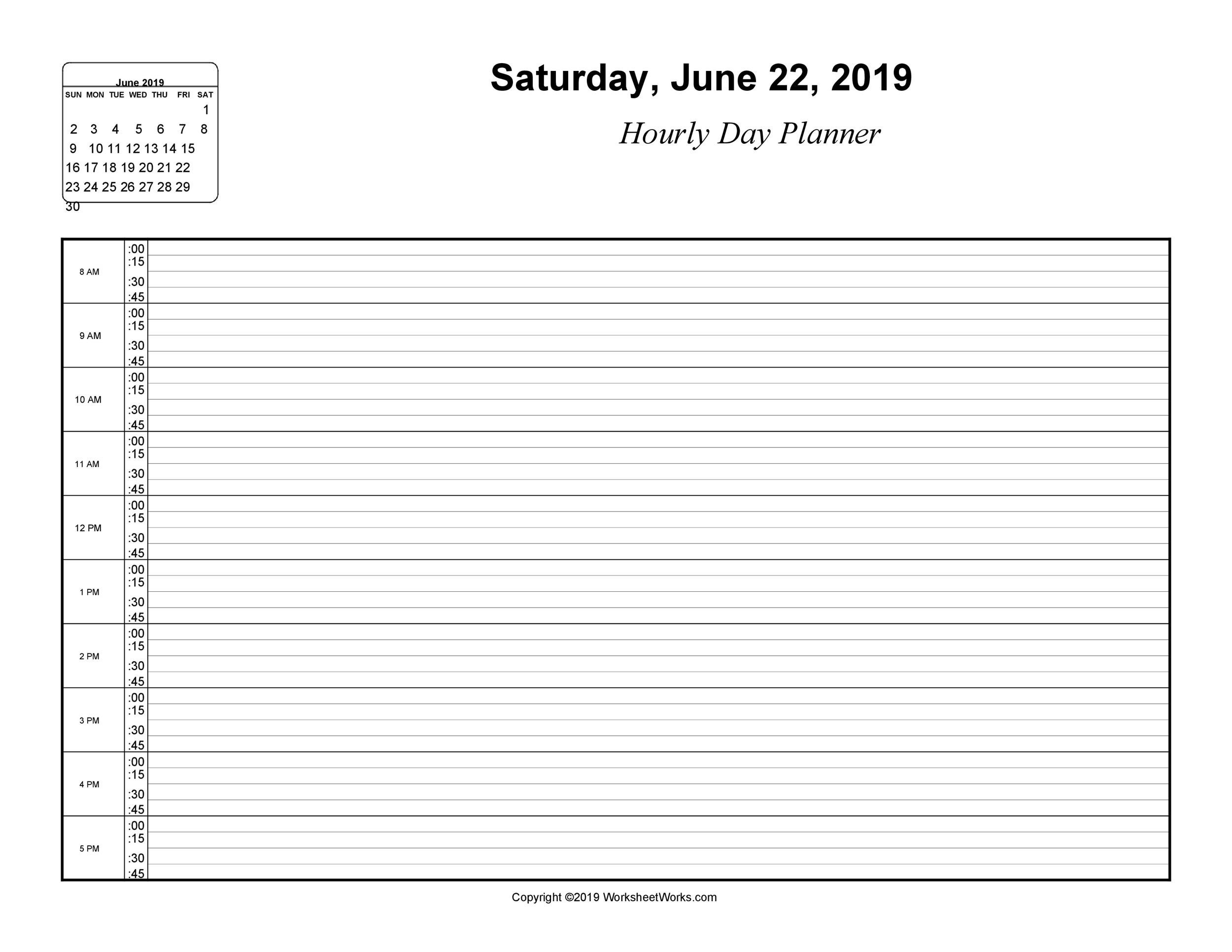 Daily Schedule Hourly Printable