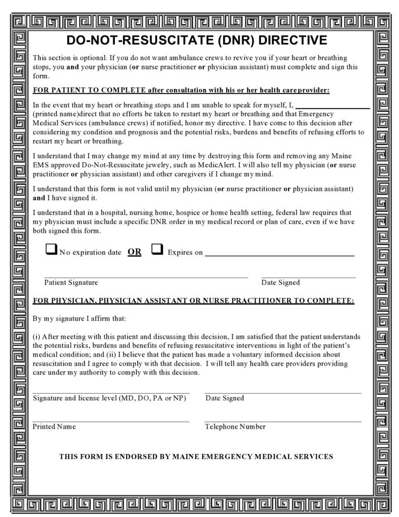 43 Printable Do Not Resuscitate Forms All States TemplateLab