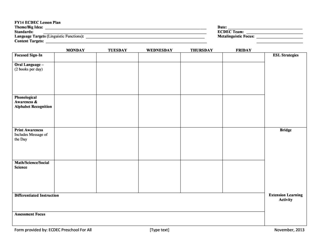 Free Preschool Printable Lesson Plans