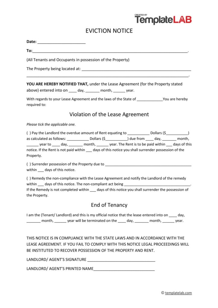 Printable Free Eviction Notice Forms