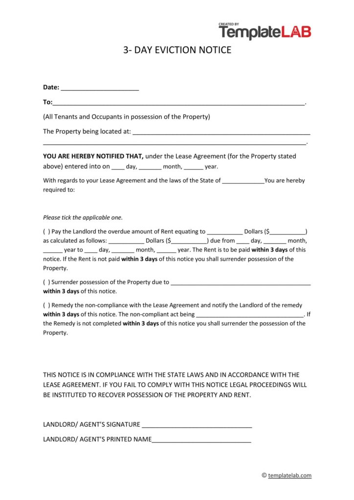 Free Printable 3 Day Notice Form Free Printable Templates