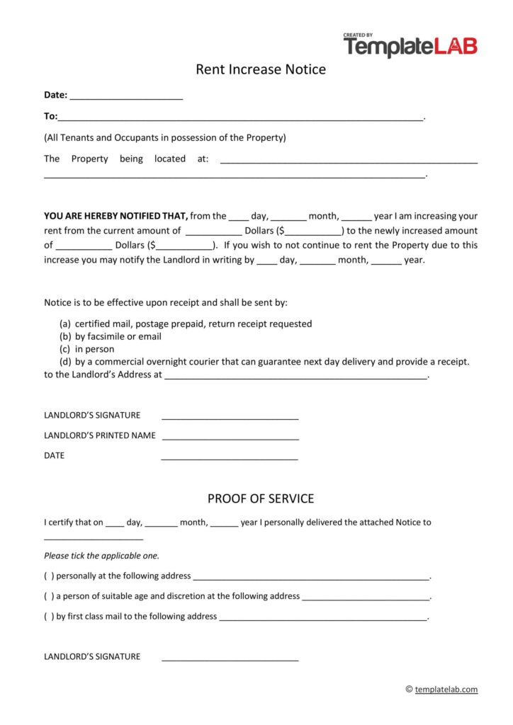 46 Friendly Rent Increase Letters Notices DOC PDF 