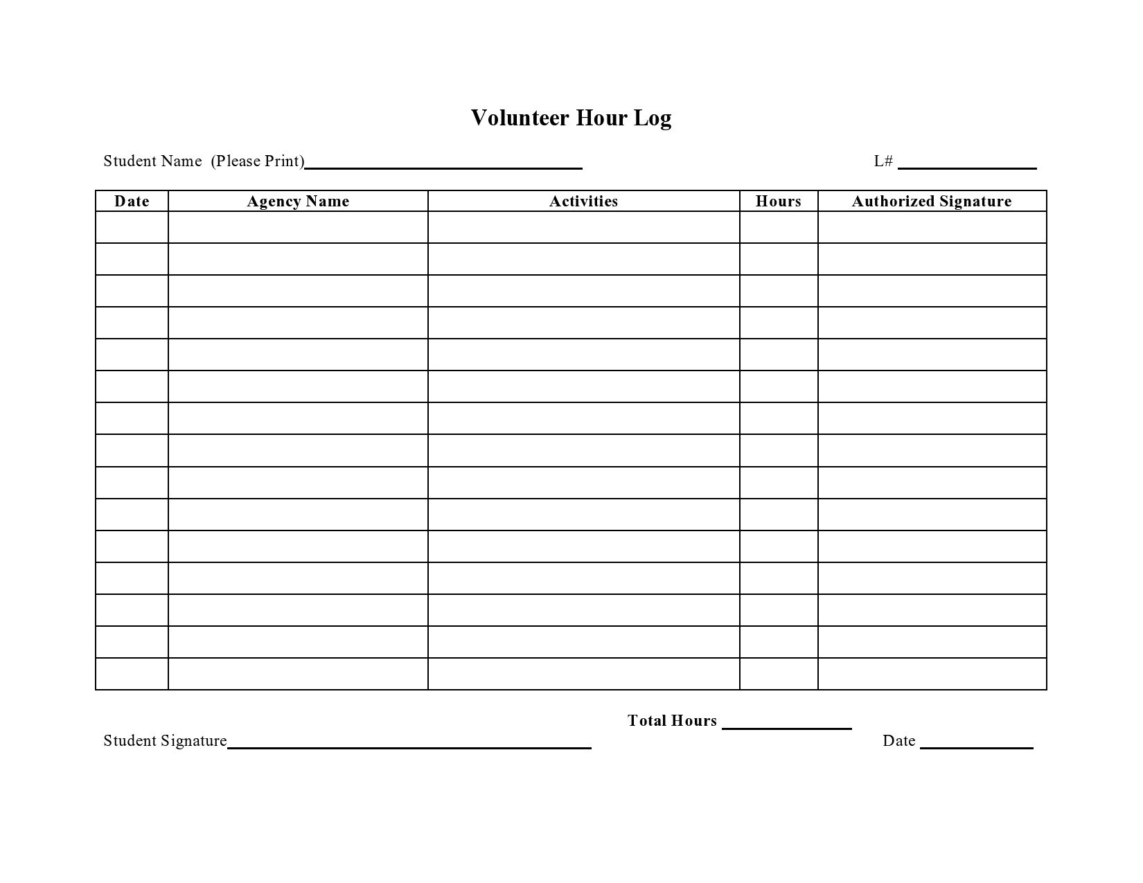 Free Printable Volunteer Hours Log Sheet - Free Printable Templates