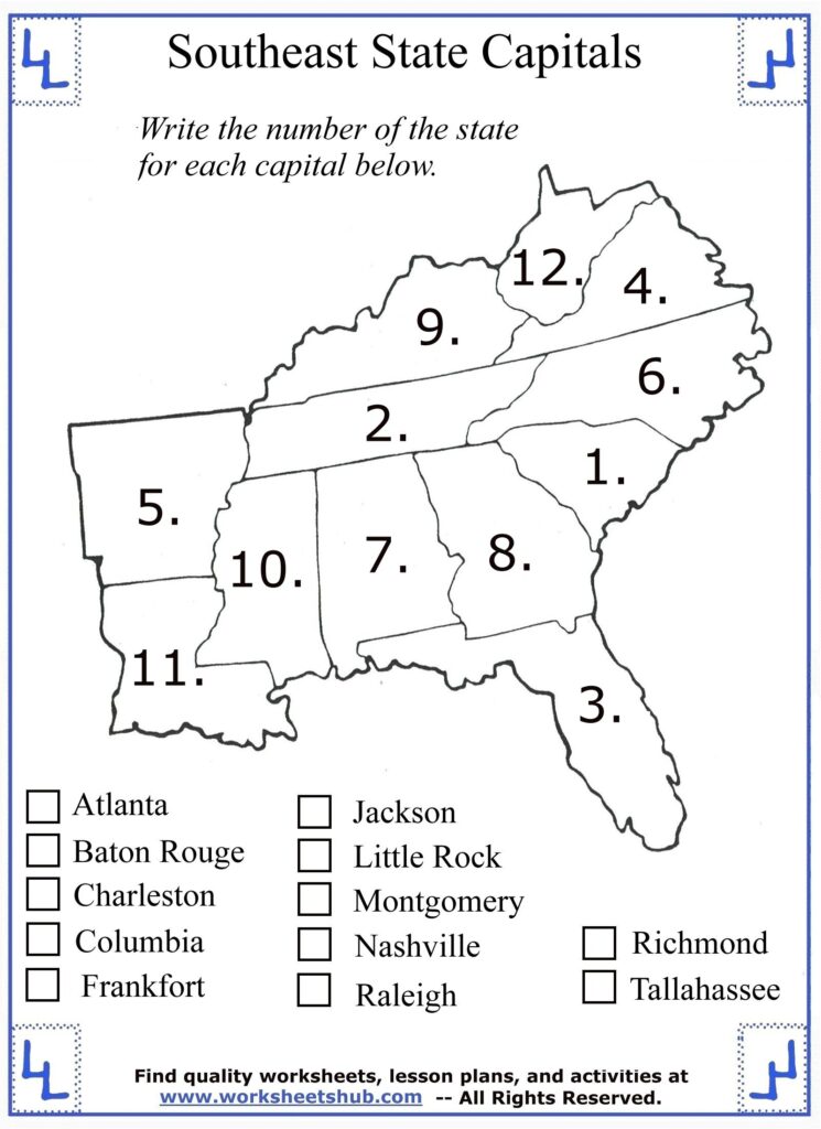 4th Grade Social Studies Southeast Region States