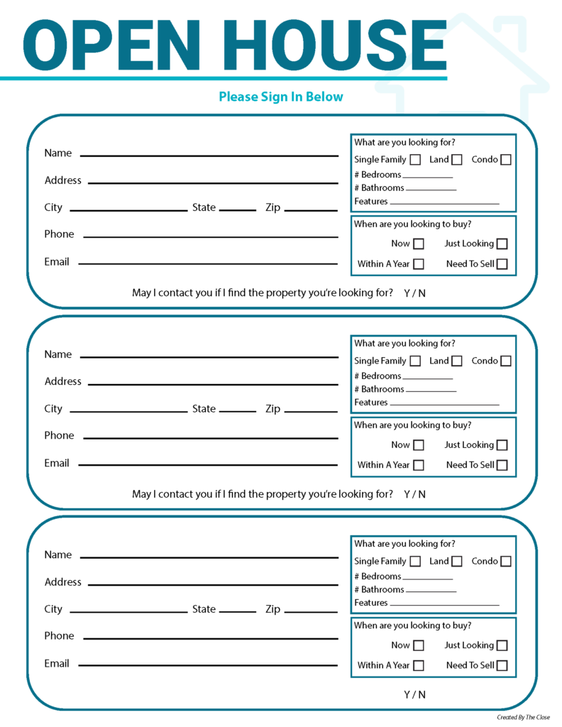 5 Free Open House Sign in Sheets To Try This Weekend