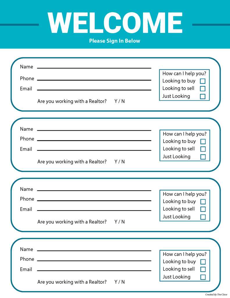Printable Free Real Estate Open House Sign In Sheet Pdf