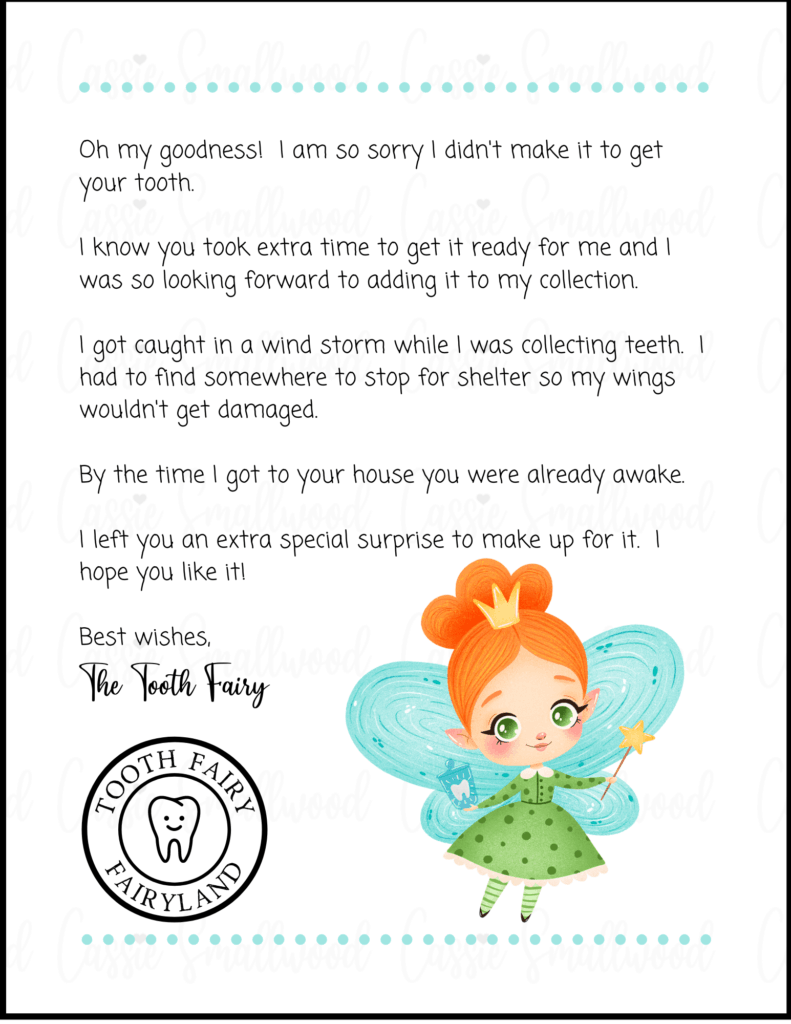 5 Insanely Cute Free Printable Tooth Fairy Letters Cassie Smallwood