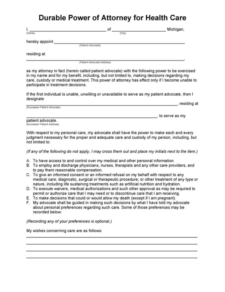 50 Free Power Of Attorney Forms Templates Durable Medical General 