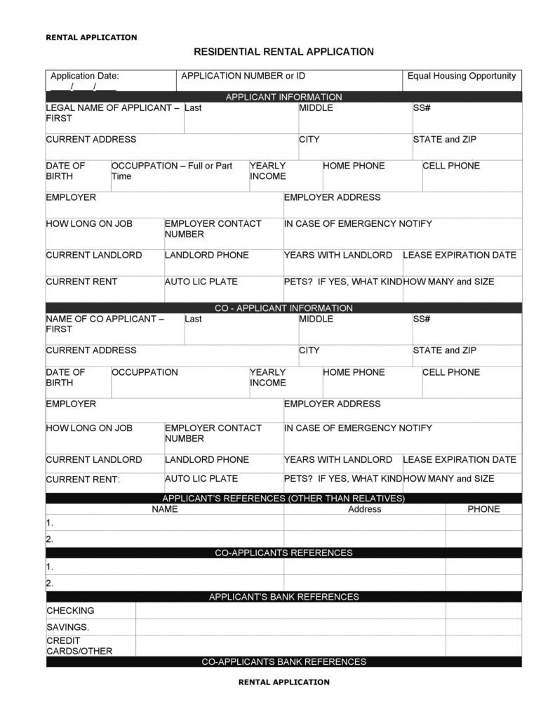 50 Free Rental Application Templates Forms Word PDF 