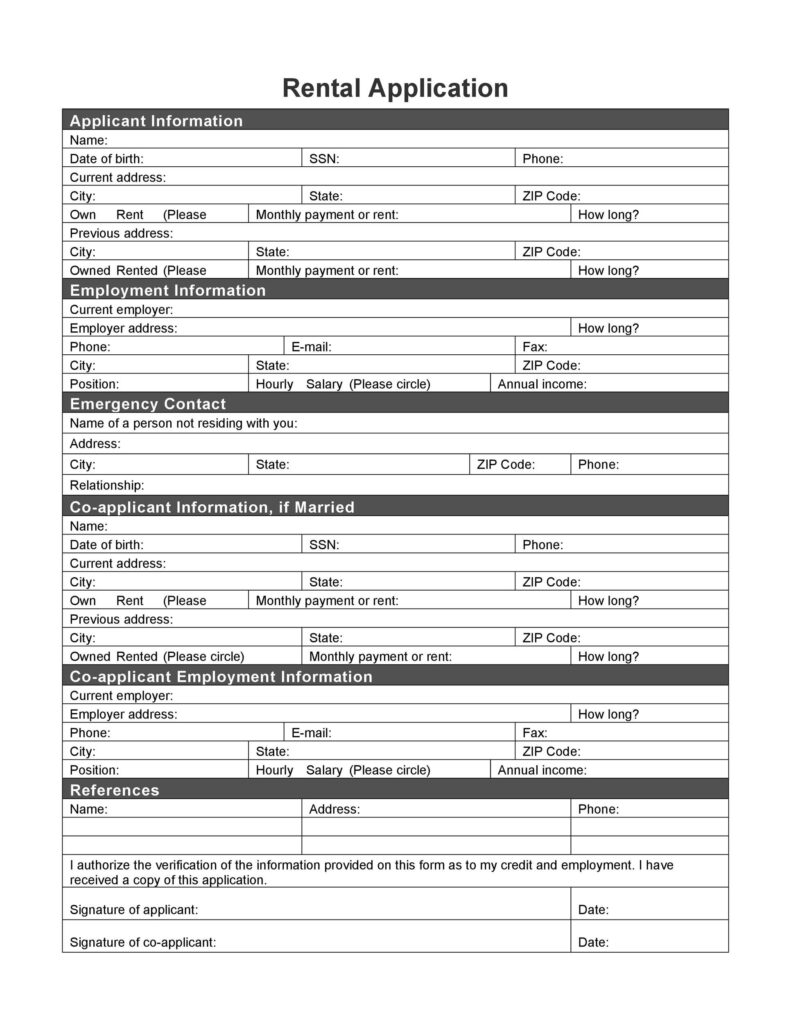 50 Free Rental Application Templates Forms Word PDF 