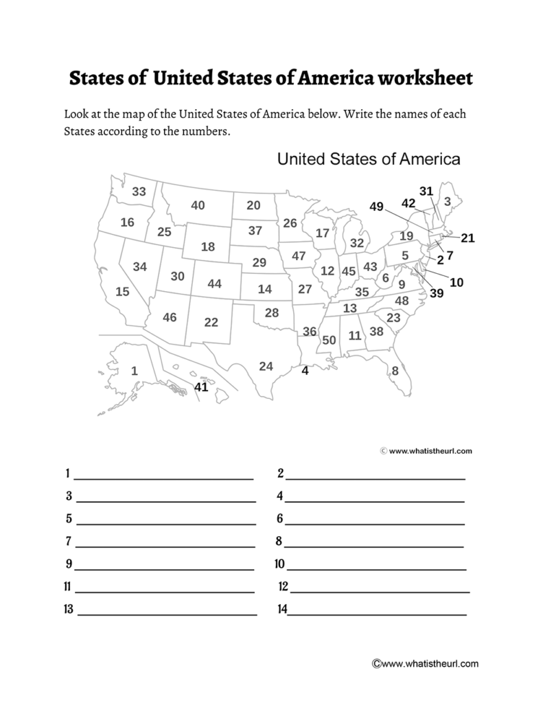 50 States Of United States Worksheet Your Home Teacher