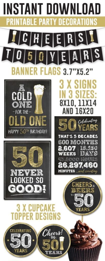 Free Printable 50th Birthday Banner