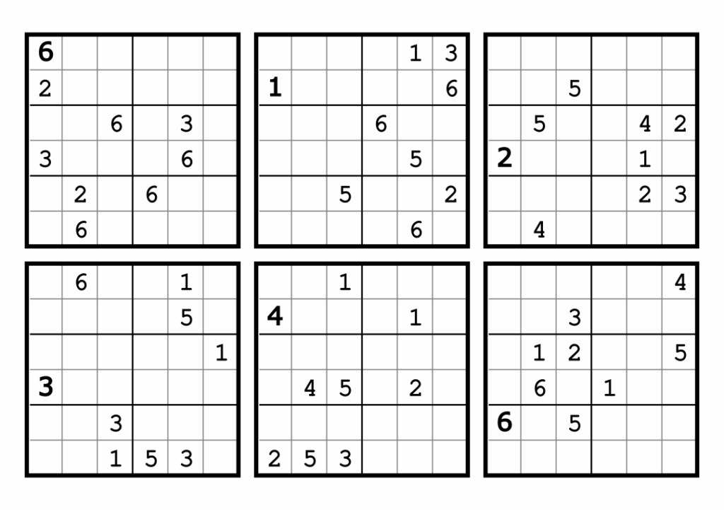 7 Best 6 X 6 Sudoku Printable Printablee