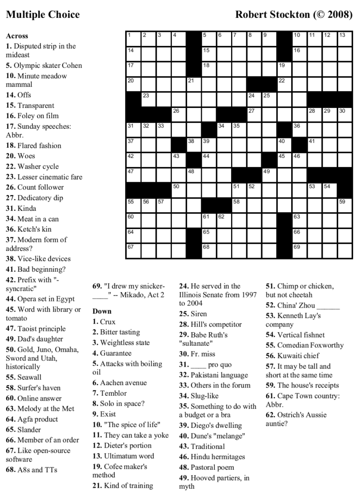 7 Best Elementary Art Crossword Printables Printablee