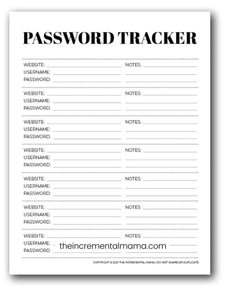 Printable Free Editable Password Template - Free Printable Templates
