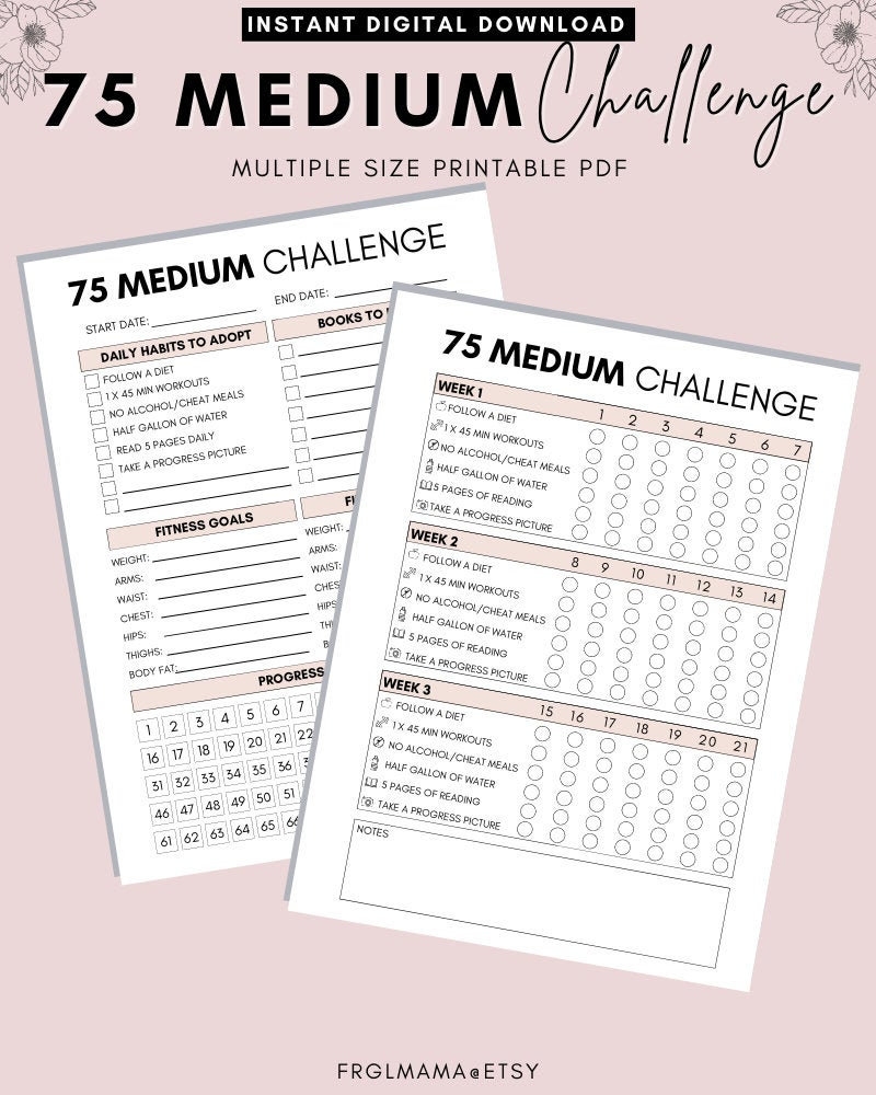 75 Medium Challenge Printable Free