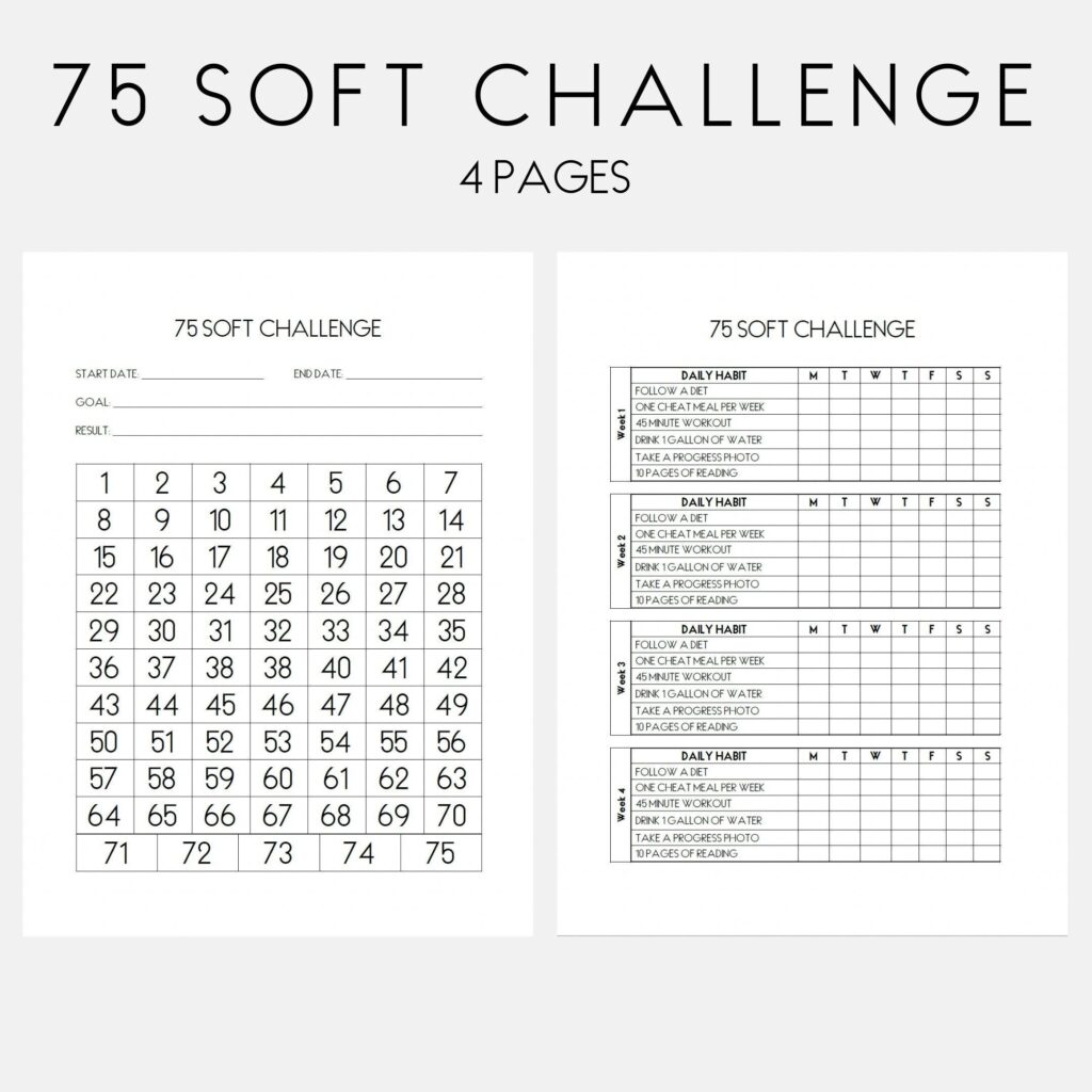 75 Soft Challenge Tracker 75 Day Challenge Printable Weight Etsy de