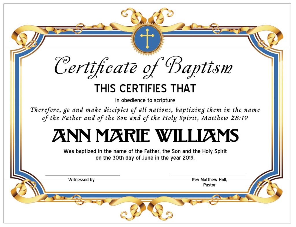 8 5x11 Baptism Certificate Template Edit In Microsoft Word Etsy Canada Certificate Templates Certificate Design Template Certificate