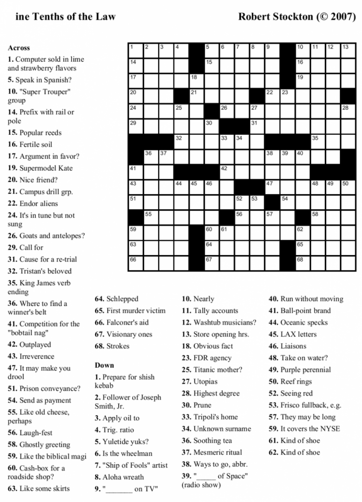 Free Printable Crossword Puzzles With Answers