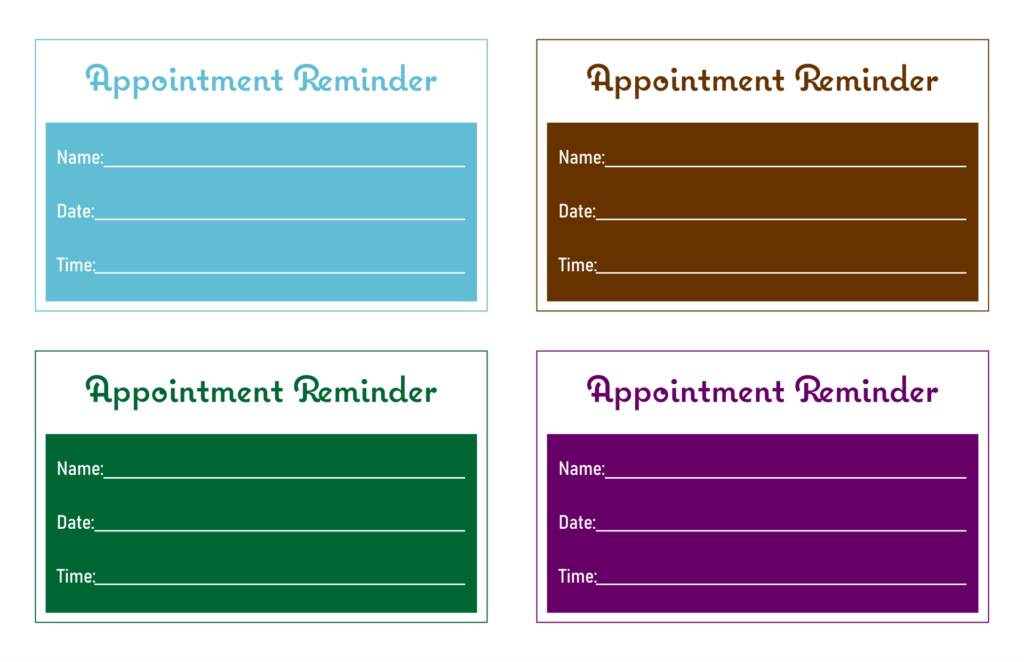 Printable Appointment Reminder Cards Template Free