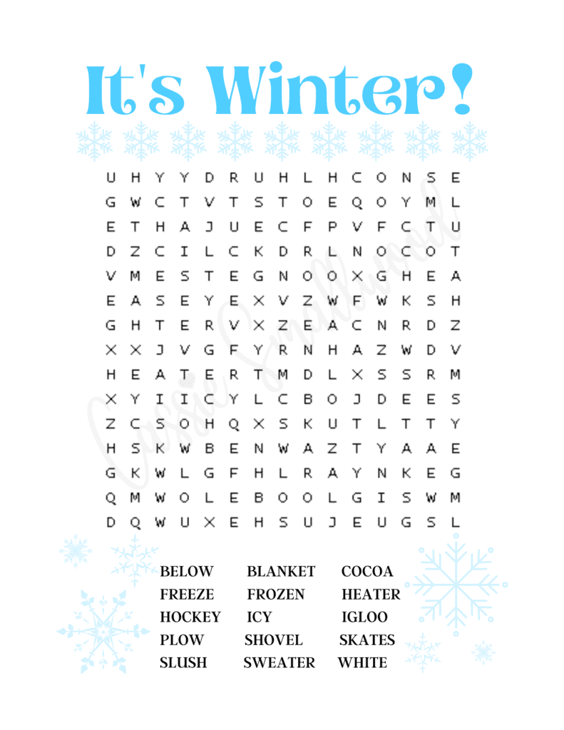 8 Fun Winter Word Searches Cassie Smallwood