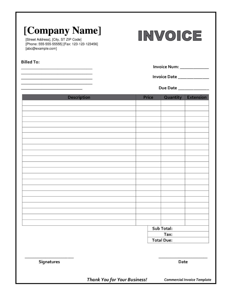 Free Printable Invoice Templates Pdf