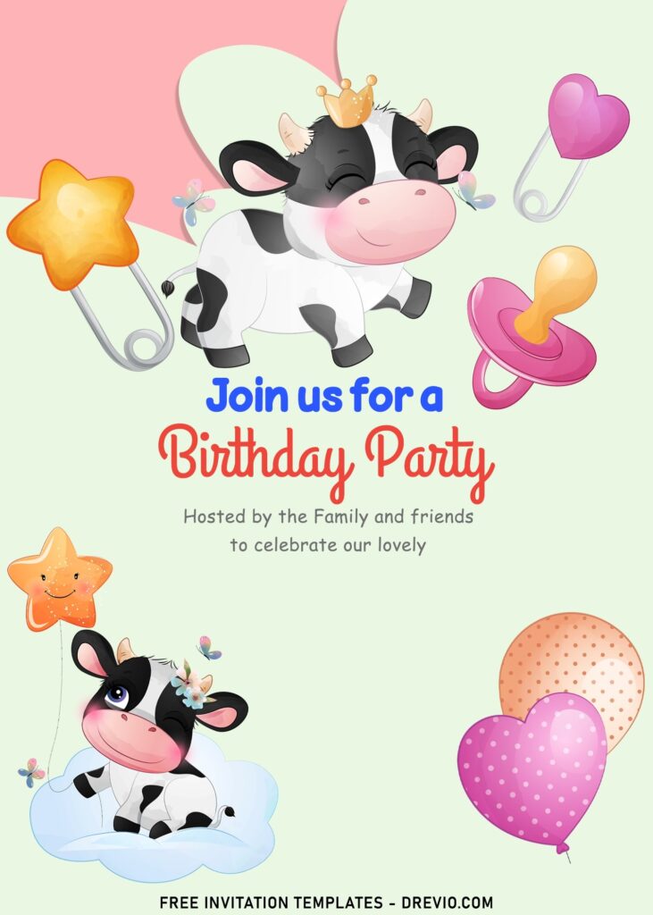 9 Moo Moo Cow Cute Birthday Party Invitation Templates Download Hundreds FREE PRINTABLE Birthday Invitation Templates