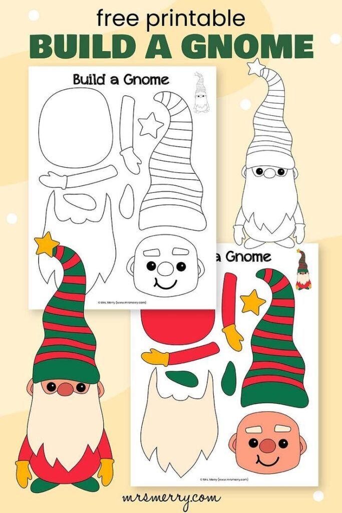 A Free Christmas Gnome Printable Template Mrs Merry Free Christmas Crafts Free Christmas Printables Christmas Art For Kids