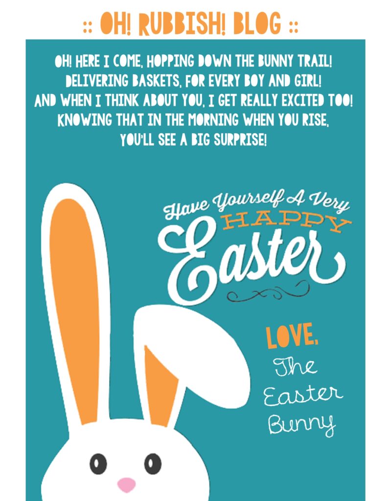 A Letter From The Easter Bunny Printable Easter Bunny Poem Free Easter Bunny Letter 