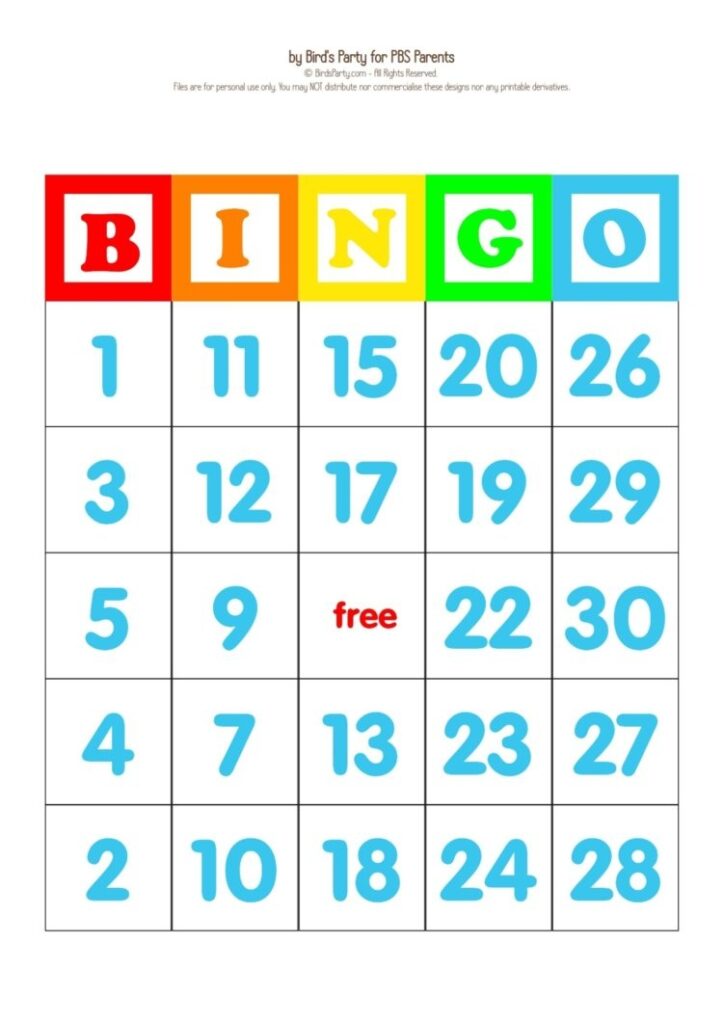 Bingo Card Printable Free