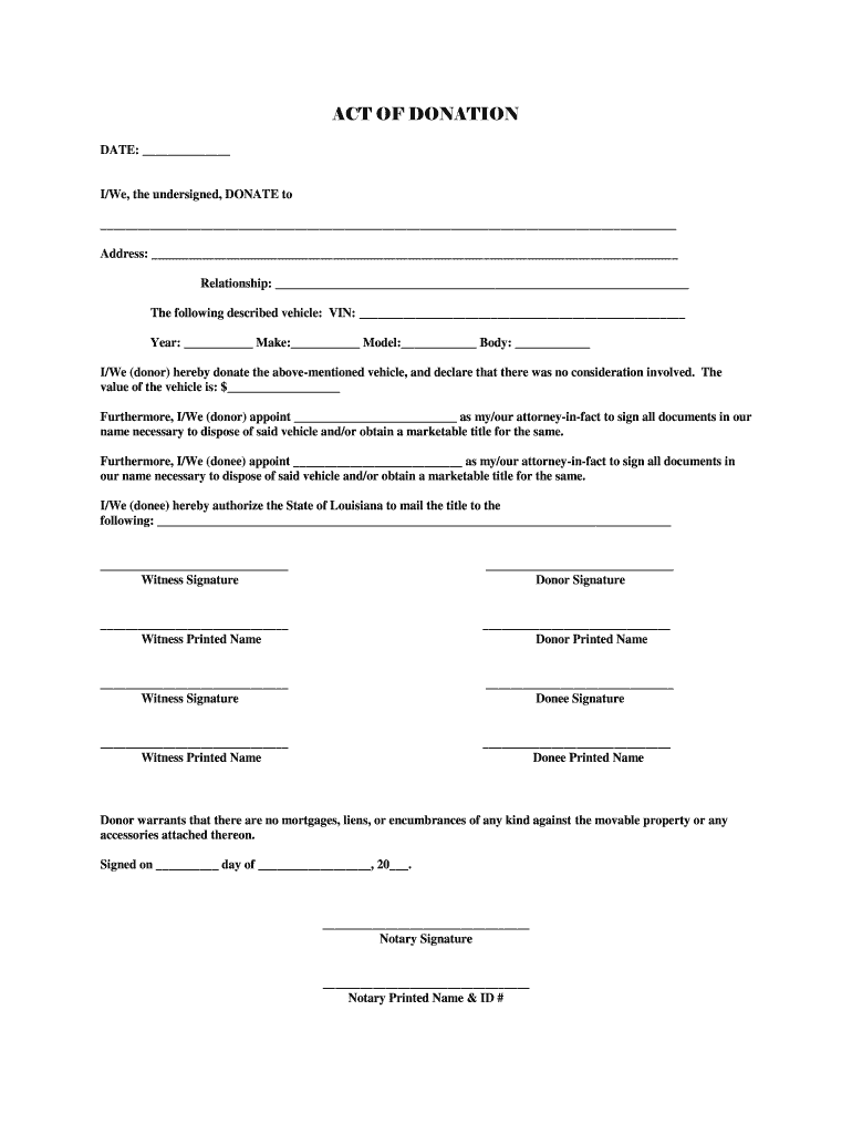 Act Of Donation Form Fill Out Sign Online DocHub