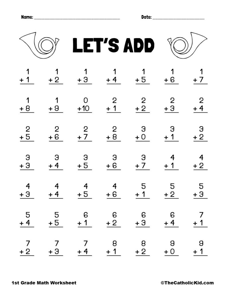 Math Worksheets For 1st Graders Free Printable