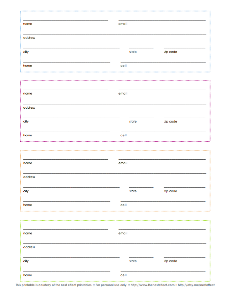 Free Printable Address Book Pages