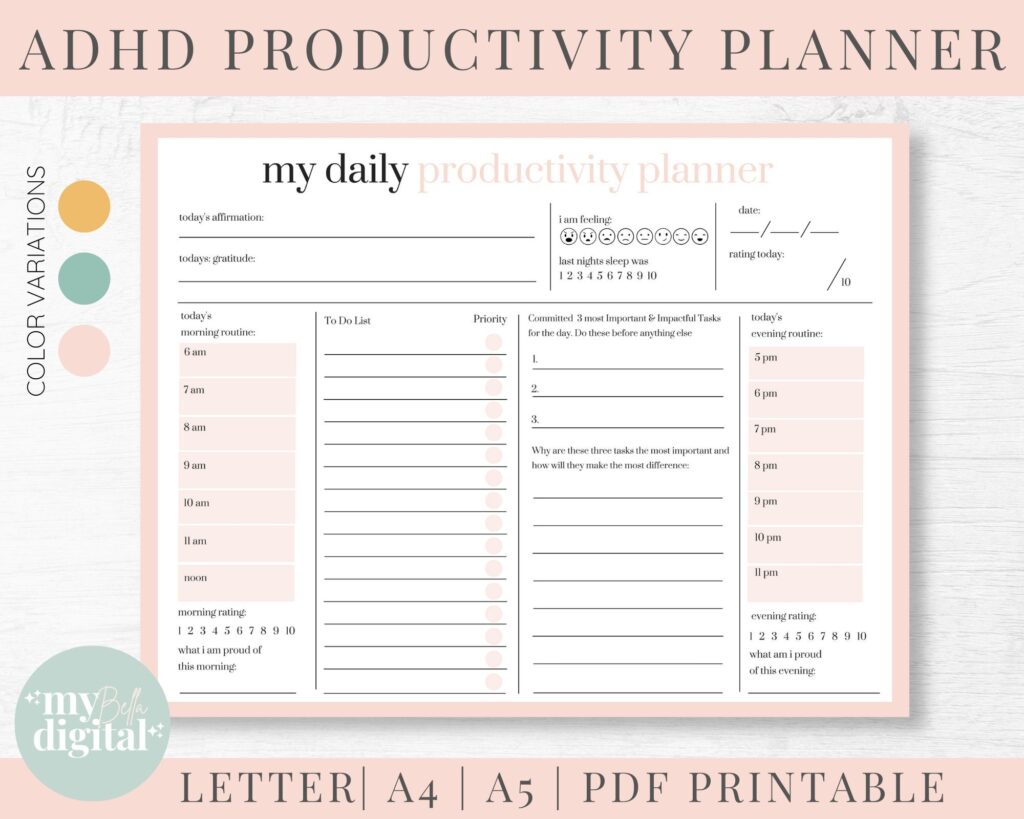 Adhd Planner Printable Free