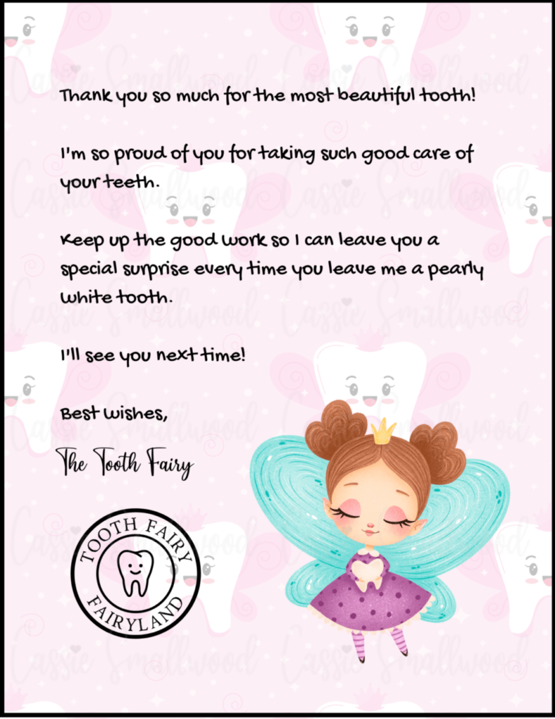 Tooth Fairy Note Free Printable
