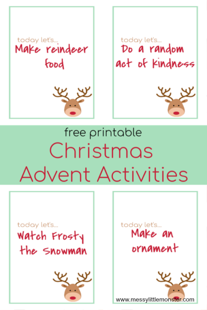 Advent Calendar Ideas 30 Printable Advent Activities For Kids Messy Little Monster